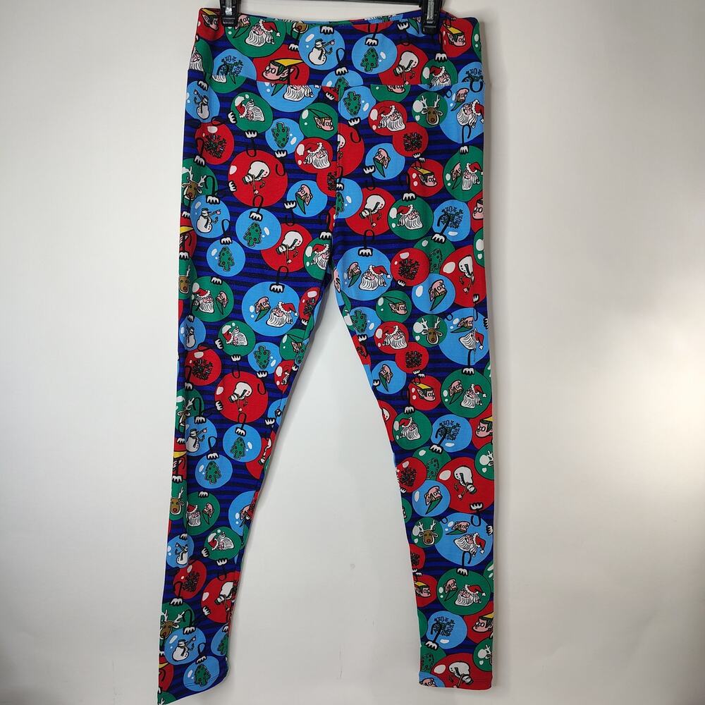 LuLaRoe Leggings Women's Tall & Curvy Christmas Ornament Pattern Santa Elves